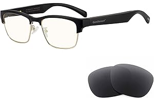 GenXenon Bluetooth Audio Smart Glasses, Blue Light Glasses for women and men, Open Ear sound with Mic & Speakers, Blue light Filter & Polarized Sunglasses Lenses, Voice Assistant(Gold)