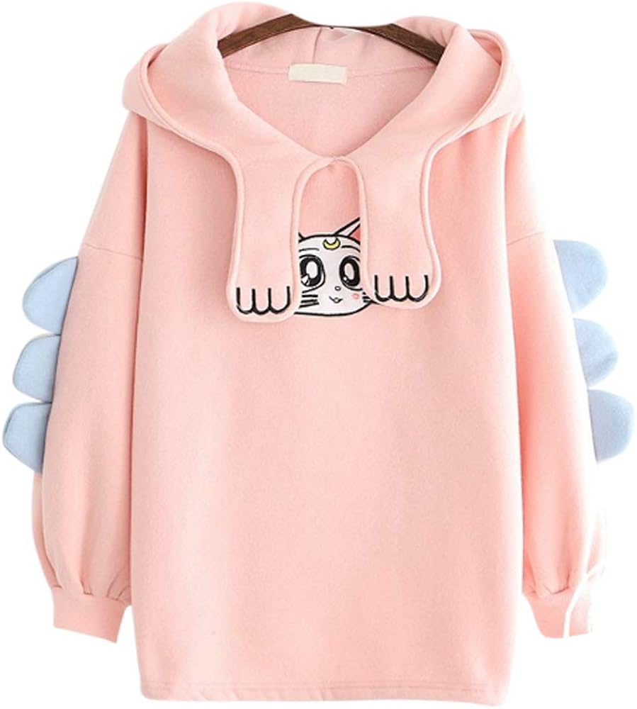 CRB Fashion Cosplay Anime Bunny Emo Girls Cat Bear Ears Emo Bear Top Shirt Pullover Sweater Hoodie (Styl #2): Clothing
