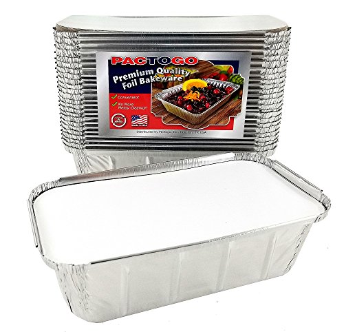 Pactogo 1 1/2 lb. IVC Disposable Aluminum Foil Loaf Bread Pan w/Board Lid (8