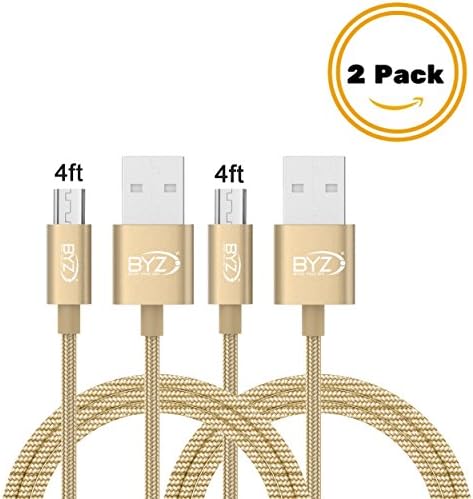 TOBETB 2 Pack Micro USB Charging Cable 4ft Gold