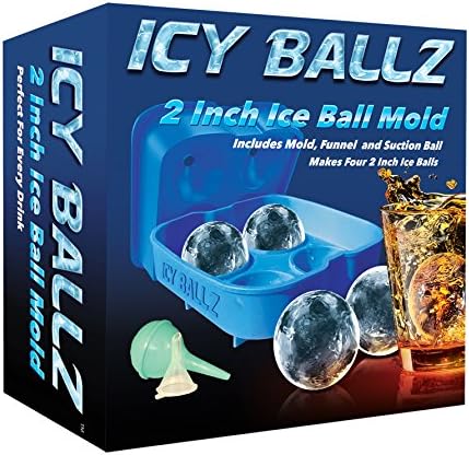 Silicone Ice Ball Maker Mold – Makes Four Giant 2 Inch Ice Balls – Slow Melting For Lasting Flavor - Whiskey Ice Ball Maker Tray -1 Year Guarantee - by Icy Ballz