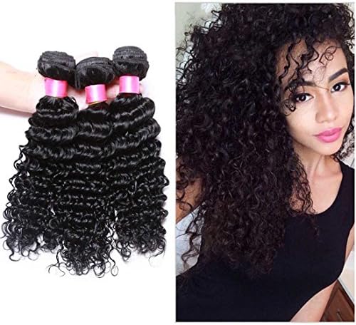 Dream Virgin Hair Indian Curly Deep Wave Hair Extentsion Length 12"-30" 100g/pcs 100% Indian Weave Human Hair Natural Color (20" 20" 20")