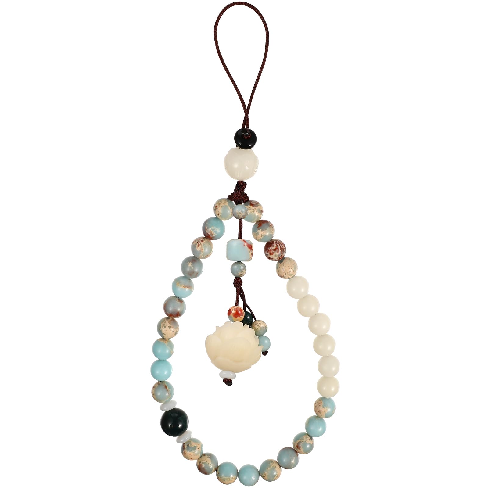 Hemobllo Mobile Phone Chain Beaded Wrist Strap Chinese Style Charm Pendant Phone Keychain Beads