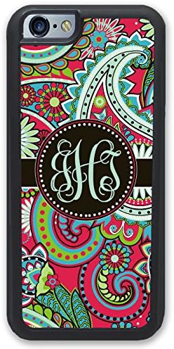 iPhone 6 TOUGH Case Red Paisley Monogram iPhone 6S Case - Monogrammed Personalized - Hard Rubber Case (4.7 inch) by Simply Customized