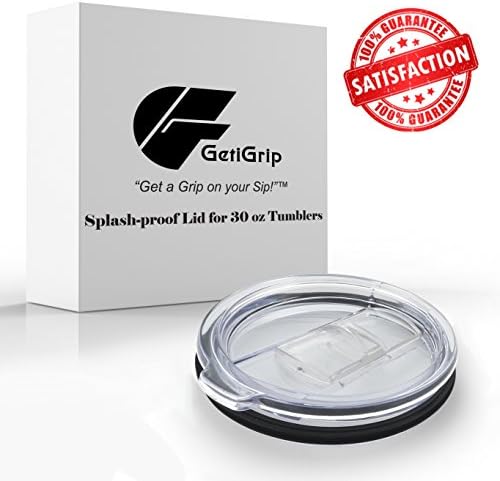 Premium Quality BPA-Free Spill Resistant &amp; Splash Proof Replacement Lid for Yeti Rambler, Ozark Trail, or RTIC 30 oz Tumblers by GetiGrip - Perfect Stainless Steel Tumbler Accessory in Gift Box