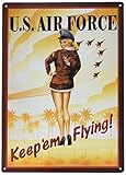 Air Force Keep Em Flying Sexy Girl Tin Sign 12 x 17in
