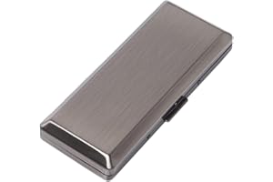 EYIDADAE Metal Cigarette Case - Women's and Men's, Portable Double Sided Spring Clip, Holds 10 Cigarettes 100mm, Suitable for Self-Sealed Cigarettes (Vntage Silver)