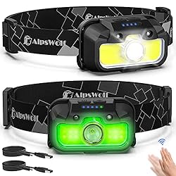 AlpsWolf Headlamp Rechargeable, 2 Pack Adjustable