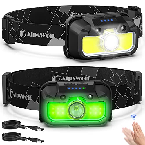 AlpsWolf Headlamp Rechargeable, 2 Pack Adjustable