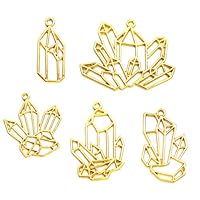 Misright 5Pcs Cluster Crystal Stone Open Back Bezel Pendant, Open Back for Resin,Open Back Frame for UV Resin Crafts Jewelry Making