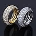 SHINY.U 5 Row 10mm Gold Plated Bling Iced Out CZ Royal Simulated Diamond Eternity Wedding Engagement Band Ring for Men Hip Hop