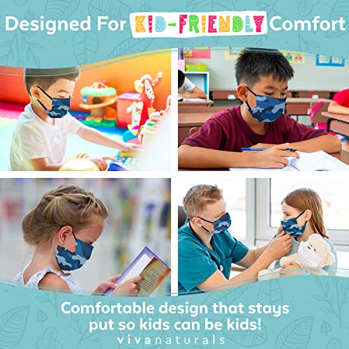 Kids Disposable Face Masks (50 Pack) NonMedical Kids Camo Masks