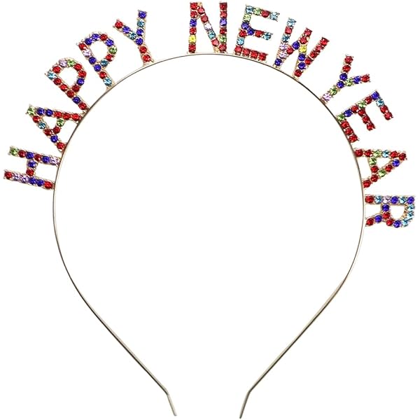Sparkly Happy New Year 2025 Headband Tiara – Rhinestone Hair Hoop For NYE Parties, Photos & Celebrations-1120013