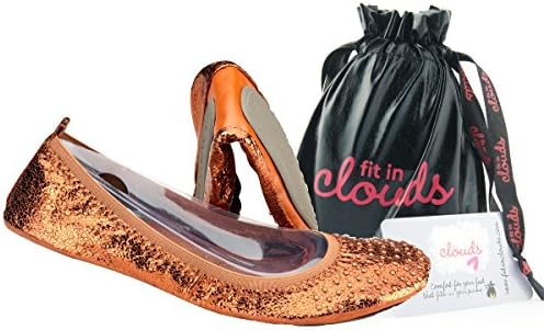 Fit in Clouds Stud Embellished Portable Foldable Ballet Flats with Carry Pouch