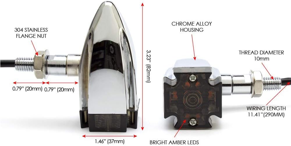 Alchemy Parts Maltese Cross LED Indicators with Tinted Lens - CHROME - for Custom Bikes & Retro Cafe Racer Motorbikes - Image 3