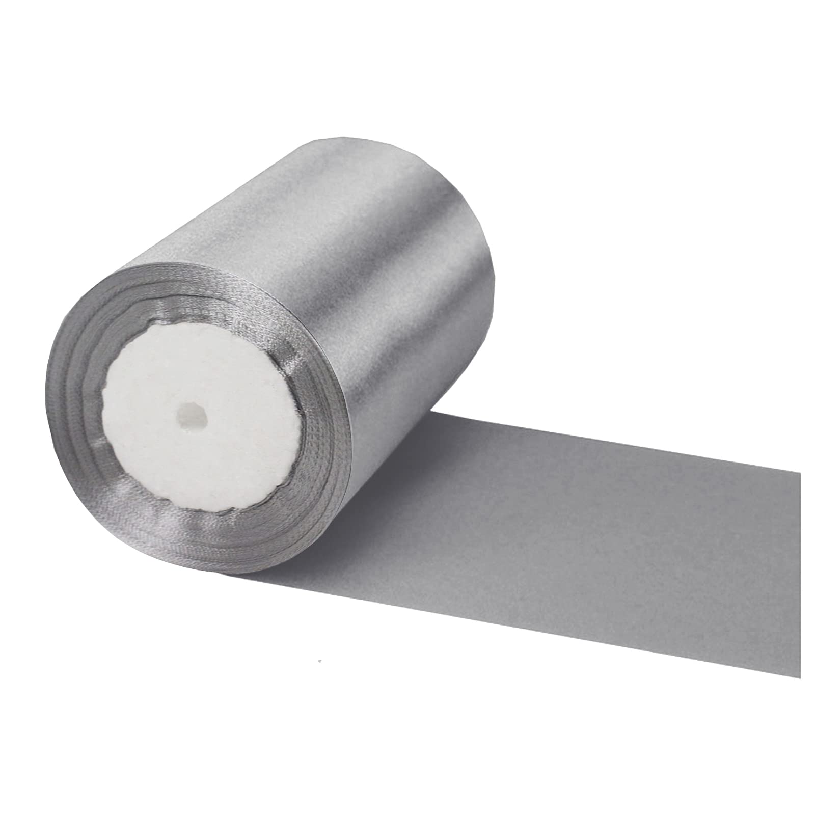 POPOYU Wide Silver Purple Ribbon 10CM for Gift Wrapping,23M 4Inch Big Satin Xmas Large Gray Bow Car Christmas Crafting,Bouquets,Wedding Car,Presents,Cake Decorations