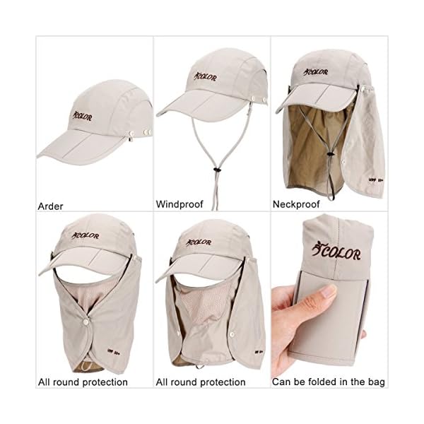 ICOLOR-Sun-Caps-Flap-Hats-360-Solar-Protection-UPF-50-Sun-Cap-Removable-NeckFace-Flap-Cover-Caps-for-Man-Women-BaseballBackpackingCyclingHikingFishingGardenHunting-Outdoor-Camping