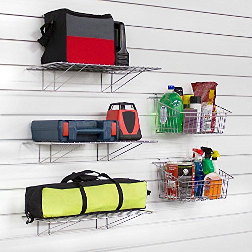 Proslat Heavy Duty Steel Shelf and Basket Combo Pack (5-Piece)