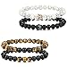 Thunaraz 4pcs Couples Bracelets for Him and Her CZ Crown Queen Beads Bracelet 8mm Lava