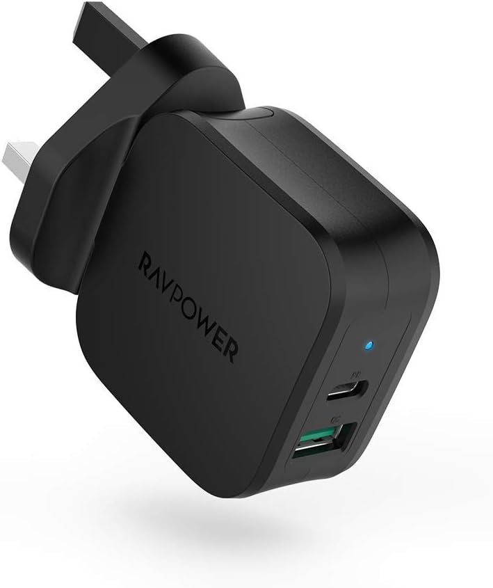 RAVPower USB C Charger, Quick Charge 18W PD and Power Delivery Wall Charger, Dual Port USB Charging Adapter, Compatible for iPhone 11 Pro Max Galaxy S9 S8, iPad Pro 2018 and More
