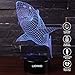 LJOYKID Shark 3D Lamps - Optical Illusion 7 Colors Touch Table Desk with Remote Control Shark Gifts for Children (Shark)