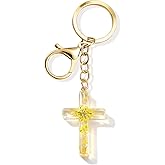 Angyape Cute Christian Cross Keychain for Women Purse Bag Charms Car Key Rings Accessories Flower Design Jesus Faith Gifts
