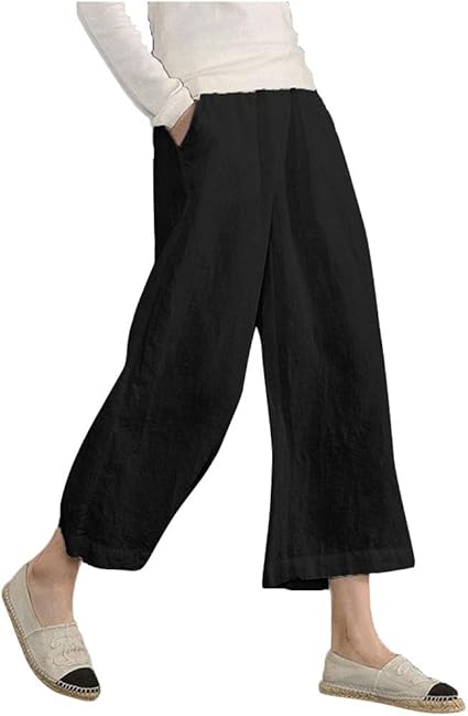 plus size linen crop pants