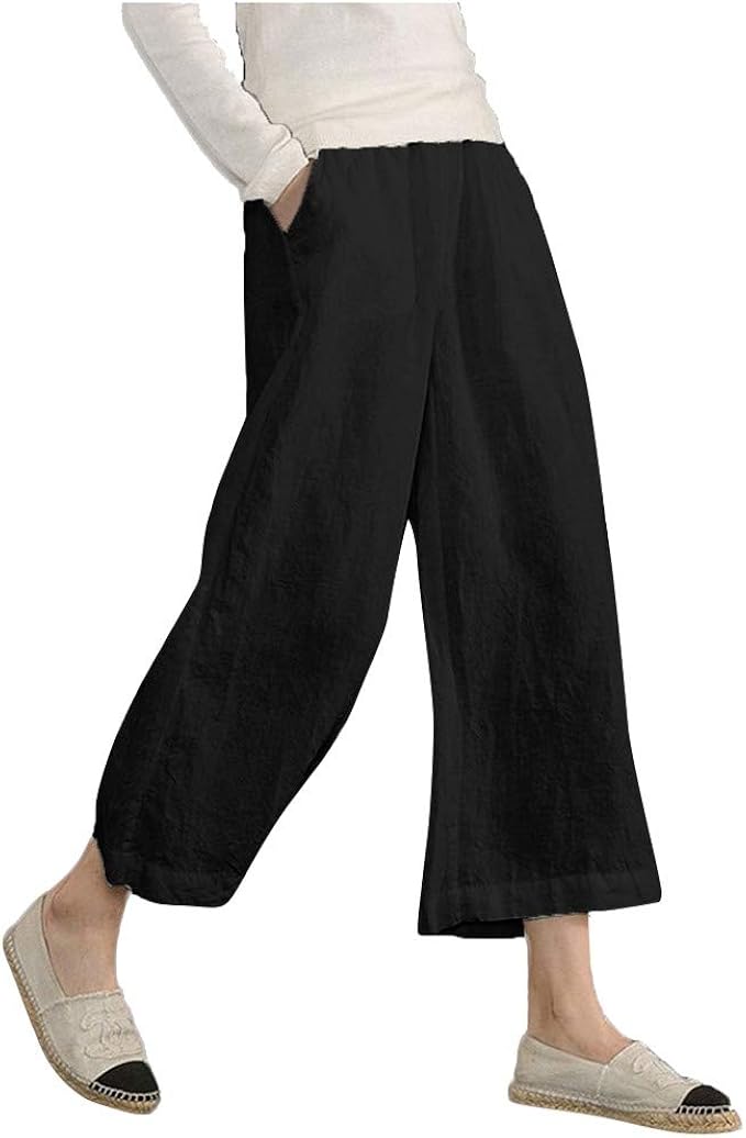 plus size linen crop pants