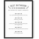 HAUS AND HUES Funny Decor - Bathroom Signs, Toilet Signs, Review Ratings Wall Art (Black Frame, 12x16)