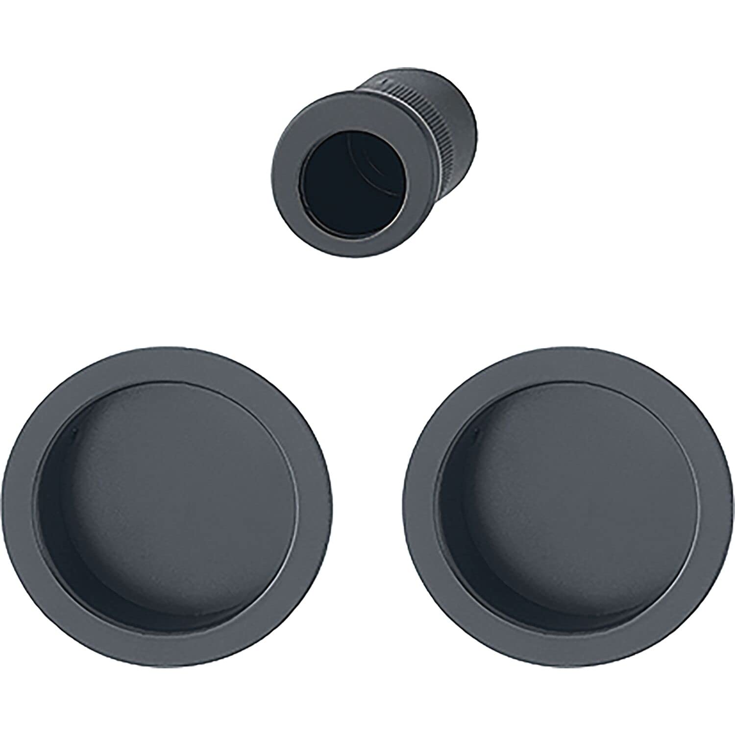 HOPPE Sliding Door Handle Set of 2 Blind Rosette BL Round with Star Pull Handle Aluminium Black Matt