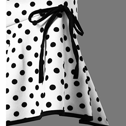 Kinrui Women’s Stretch Pencil Skirt Sexy Polka Dot Botton Ruffles Tight-Fitting Hip Party Skirts (White, 2XL)