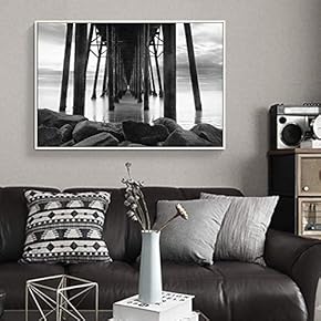 Floating Framed Canvas Wall Art for Living Room, Bedroom Black and White Bridge Canvas Prints for Home Decoration Ready to Hang - 16x24 inches