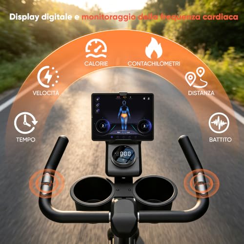 GIDGIMO 2026 Home Exercise Bike with Adjustable Magnetic Resistance 100 Levels, Silent Spinning Bike with LCD Screen, Breathable Seat, Heart Rate Sensor, Maximum Capacity 150 kg