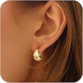 Bykuvo Small Gold Hoop Earrings For Women Hypoallergenic Trendy Gold Huggie Hoop Earrings For Women,Chunky Gold Earrings For Jewelry Gifts