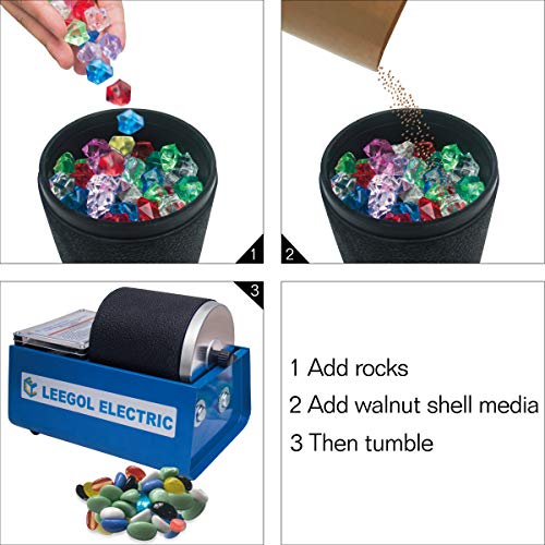 Leegol Electric Rock Tumbler Grit 5 Pounds Rock Polishing Walnut