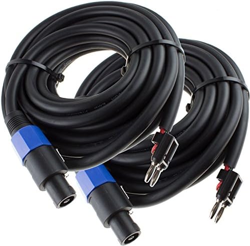 2 25ft foot SPEAKON compatible to banana SPEAKER to amp cord PA CABLE 12GA gauge