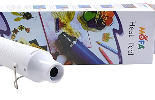 Heat Gun,mofa Hot Air Gun Tools Shrink Gun with Stand For DIY Embossing And Drying Paint Multi-Purpose Electric Heating Nozzle 300W 110Vwith 40PCS Shrink Tube(White,White)