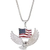 PikaLF Men’s Flying Bald Eagle Necklace Viking Animal Jewelry, American Flag Eagle Necklace for Men Vintage Hawk Pendant with 23.6” Chain