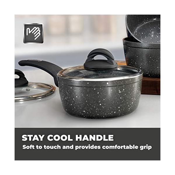 Tower-T81212-Cerastone-Non-Stick-Induction-Saucepans-Sets-Easy-Clean-Ceramic-Coating-Forged-Aluminium-Graphite-3-Piece Tower T81212 Cerastone Forged 3 Piece Saucepan Set with Non-Stick Coating and Soft Touch Handles,18/20/22cm, Graphite