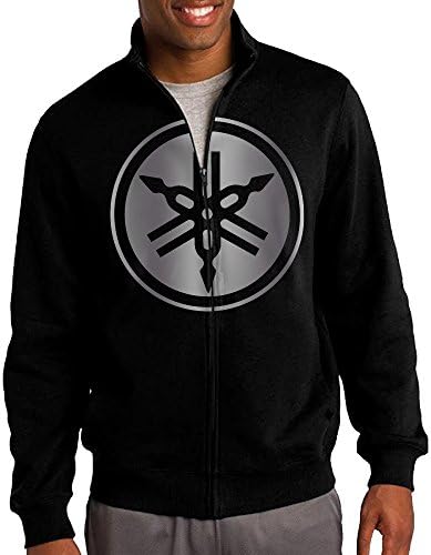 Men Yamaha Platinum Style Zip-up Jacket Hooded Sweatshirt Black