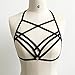 Women Lingerie,Elastic Cage Bra Hollow Bandage Strappy Halter Bra (M) Black