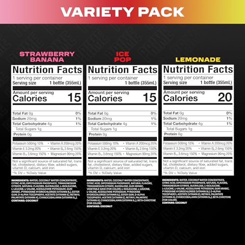 PRIME HYDRATION VARIETY – ICE POP, STRAWBERRY BANANA, LEMONADE, SPORTS DRINKS, ELECTROLYTE ENHANCED FOR ULTIMATE HYDRATION, 250MG BCAAS, B VITAMINS, ANTIOXIDANTS, LOW SUGAR, 12 FL OZ, 15 PACK
