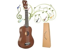 POMAIKAI Soprano Ukulele for Beginner Hawaiian Wood Ukelele 21 Inch Small Guitar Uke for Starter Student Adult (Bright-Brown)