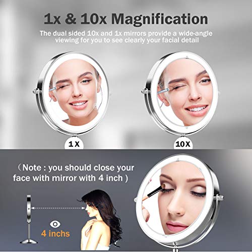 image for Vanity Mirror with Light,10X Magnification Makeup Mirror,Double Sided 