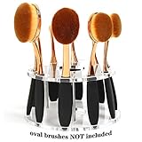 DSCbeauty 10 Holes Oval Makeup Brush Set Holder Toothbrush Makeup Brush Kit Drying Rack Oval Brushes Organizer (Clear)