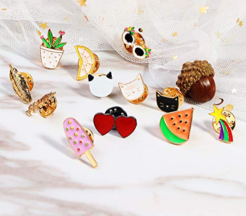 Thunaraz Brooch Pins Sets Cute Enamel Cartoon Lapel Pins Animal Badge for Women Girls Children for Clothing Bag Decor
