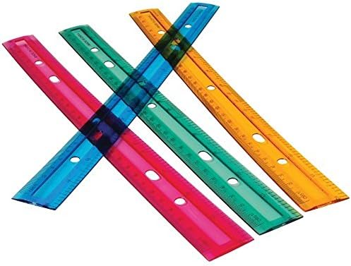 Assorted Color Metric and Inches Plastic Rulers - 24 Pack