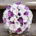 Veryhome 20pcs Lifelike Artificial Calla Lily Flowers Purple for DIY Bridal Wedding Bouquet Centerpieces Home Decor (Purple White)