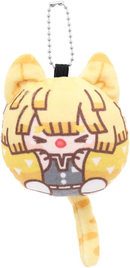 Salemor Demon Slayer: Kimetsu no Yaiba Stuffed Plush Doll Keychain Cute Cartoon Characters Plush Pendant Bag Accessories Anime Fans Gift(Zenitsu Agatsuma)