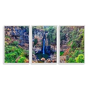 3 Piece Framed Canvas Wall Art for Living Room, Bedroom Waterfall in Deep Forest of Croatia Canvas Prints for Modern Home Decoration Ready to Hang - 16"x24"x3 Panels